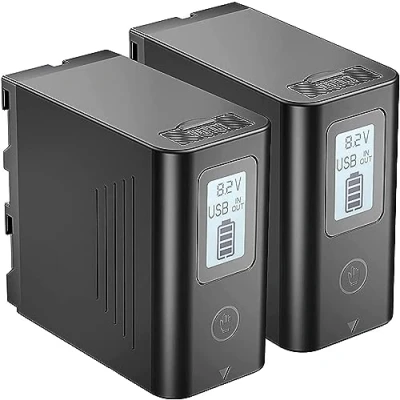 Immagine di JYJZPB 2 Pezzi 7.4V 8800mAh NP F970 Batteria per Sony F750 F770 F960 F550 F530 F330 F570 Camera CCD SC55 TR516 TR716 TR818 TR910 TR917, con Schermo di Alimentazione LCD, Porta Uscita USB