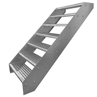 Immagine di Scale con griglia in acciaio Premium 7 Gradini Completamente zincata Dimensioni (L x L H) 139cm 80cm 133cm Resistente alle intemperie e alla corrosione