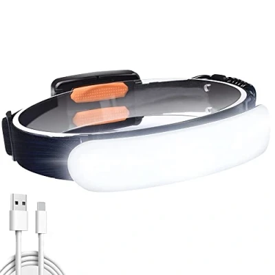 Immagine di lampada frontale a LED, COB ricaricabile tramite USB, regolabile da 1500 lumen, leggera e impermeabile per ciclismo, campeggio, escursionismo, pesca, emergenza