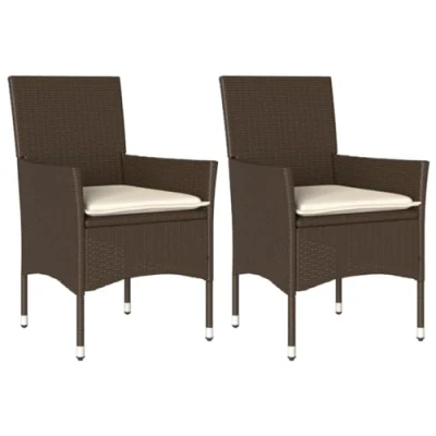 Immagine di vidaXL 2x Poltrone da Esterno Polyrattan Marrone con Cuscini Vintage Seggiole