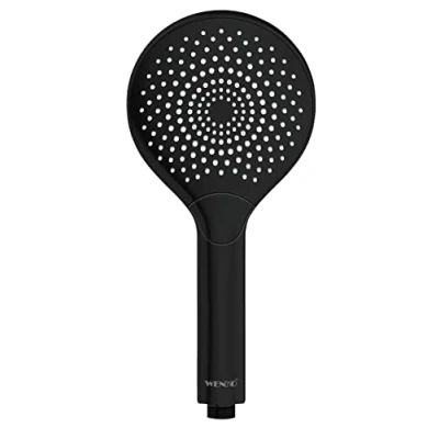 Immagine di Wenko soffione Doccia a Risparmio idrico, doccetta Universale, con Sistema di idrico del 40% Il Massimo Comfort, Ø 12 cm, ABS Colore Nero Opaco