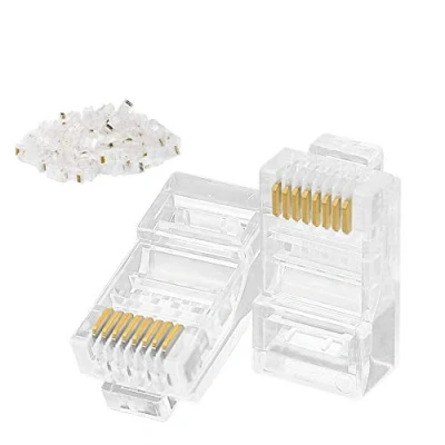 Immagine di Connettori RJ45 modulari CAT6 con estremità a crimpare 8P8C 22 26 AWG per cavo CAT5 CAT5E UTP testa in cristallo massiccio 100 pezzi