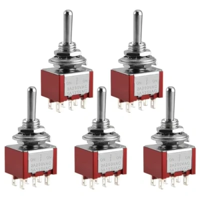 Immagine di Heschen miniatura interruttore A levetta mts 203 On Off Dpdt 6 pin, 2 250 V, 125 confezione da 5