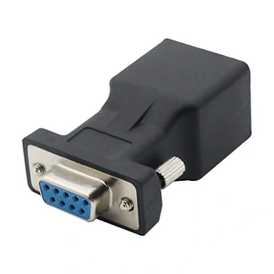 Immagine di DB9 RS232 FeMale Port a RJ45 Femmina Connettore Scheda Porta Seriale Extender LAN CAT5 CAT6 Adattatore cavo Ethernet di rete