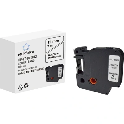 Immagine di Cassetta nastro Renkforce RF LT D45013 Compatibile sostituisce DYMO D1 45013 12 mm Colore Nastro: Bianco carattere: Nero 7 m