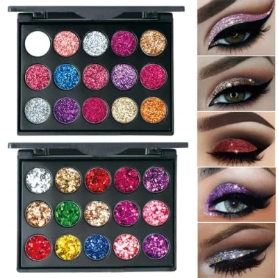 Immagine di Nivofu 2 Pezzi Palette di Ombretti Glitter, 30 Colori Tavolozza Ombretti, Trucco dal Colore Intenso, occhi altamente pigmentate a lunga durata