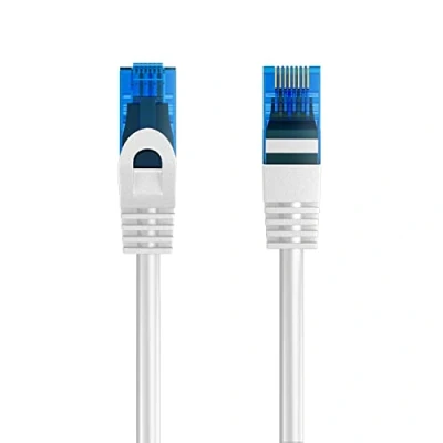 Immagine di Cavo Ethernet di Rete Patch Cat.5e U/UTP trasmissione fino a 1Gigabit, 2 Connettori RJ45, in PVC, CCA, AWG 26/7. Ideale per fibra ottica con regi Gigabit/LAN , 1m, Bianco