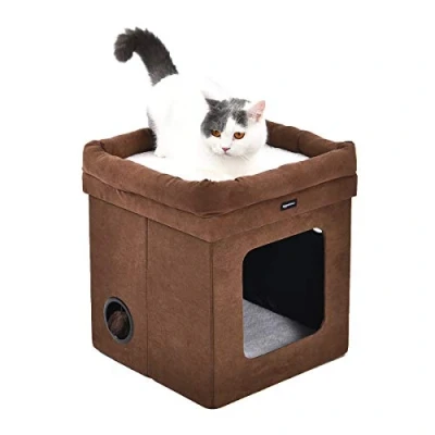 Immagine di Amazon Basics Casetta pieghevole per gatto, Marrone, 38 x 43 cm