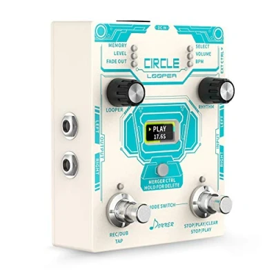 Immagine di Donner Circle Looper Pedale Effetto Chitarra Elettrica, Guitar Loop Pedal con Display Barra di Tempo, Drum Machine, Tempo Registrazione 160 minuti, Overdubbing Illimitato