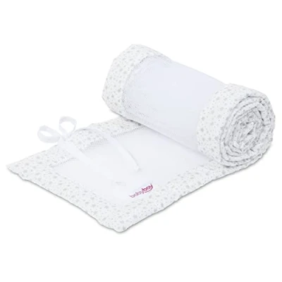 Immagine di babybay Paracolpi in rete/paracolpi per lettino/protezione antiurto lettino, adatto modello Boxspring XXL, bianco con stelle glitterate argento