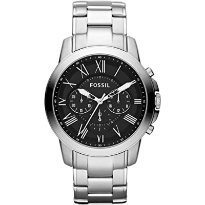 Immagine di Fossil Orologio Grant da uomo, movimento cronografo al quarzo, cassa in acciaio inossidabile 44 mm con bracciale inossidabile, FS4736