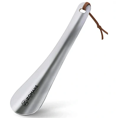 Immagine di ZOMAKE Calzascarpe Metallo Corto di in Acciaio Inox,18.5cm Calza Scarpe Facile da Usare con Gancio&amp;Corda