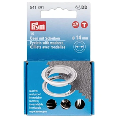 Immagine di Prym 542542 Ösen Scheiben, 11 mm, Rot/silberfarbig, vearbeitbar mit Dem Vario Creative Tool Occhielli con rondelle, Rosso/Argento, lavorabili, Ottone, 14 15 Stück, unità