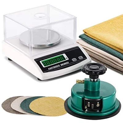 Immagine di NEWTRY Bilancia elettronica di precisione per tessuti, 1000g/0,01 g, in g/m², con tagliacampioni circolare 100cm2 0 2mm, carta e tessuti non