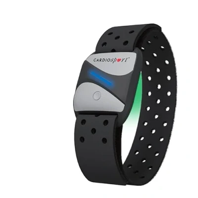 Immagine di Cardiosport Fascia da braccio con cardiofrequenzimetro, Bluetooth ANT+, per corsa, ciclismo, palestra, compatibile app Strava Zwift Peloton Garmin Wahoo