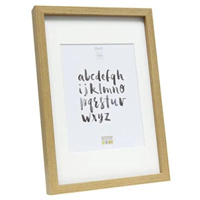 Immagine di Deknudt Frames S40AH1 P1 20.0X30.0 Portafoto Basic con passpartout, modanatura alta, in legno di quercia/MDF, 32,4 x 22,4 2,96 cm, colore: naturale