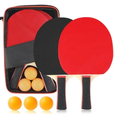 Immagine di racchette ping pong, Set da pong Professionale con 2 3 palline e borsa trasporto, per Dilettanti, Principianti, Esperti