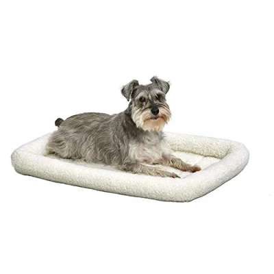 Immagine di MidWest Homes for Pets Comodo letto per cani a cuscino lungo 76,2 cm, o gatti, adatto una gabbia lunga compatibile con lavatrice e asciugatrice, modello 40230, in pile bianco