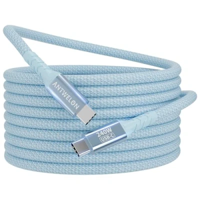 Immagine di ANTWELON 240W Cavo USB C a PD3.1 2M Tipo Ricarica Rapida Nylon Type per iPhone 16 15 Pro Max Samsung Galaxy S24 S23 Macbook iPad (blu)