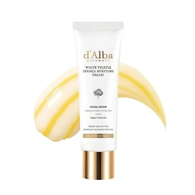 Immagine di d&#039;Alba Crema Double al Tartufo Bianco Italiano, Idratante Vegano, Formula Duplice Nutriente e Rassodante in un Unico Tubo, Cura della Pelle Coreana (60ml)