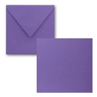 Immagine di FarbenFroh® by GUSTAV NEUSER® Set di 25 biglietti singoli, quadrati, 15 x cm, con buste, in viola, per auguri, ecc.