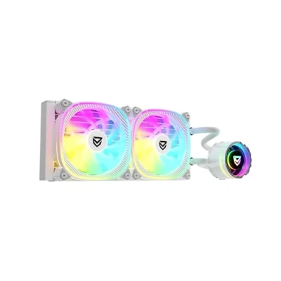 Immagine di Nfortec ATRIA X Liquid CPU Cooling ARGB 240mm, Infinity Mirror ruotabile di 360 gradi, 2x 120mm PWM Fans, AMD e Intel compatibile, bianco