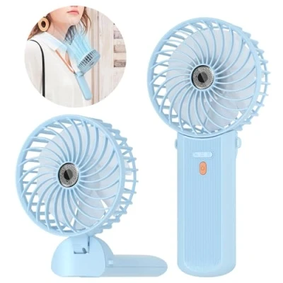 Immagine di Lepwings Ventilatore Portatile, USB Ricaricabile con 16 Ore di Raffreddamento, Silenzioso Pieghevole 4 Velocit da Collo, Mini Ufficio Campeggio, Celeste