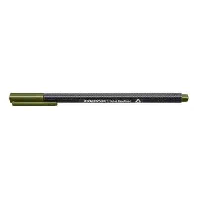 Immagine di STAEDTLER penne verde oliva Triplus fineliner, punta fine rinforzata in metallo 0.3 mm, fusto triangolare ergonomico, confezione da 10 334 57