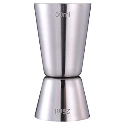Immagine di Misurino Cocktail Dosatore Jigger in Acciaio Inox a Doppia Spirito Misura Cup 25ml/50ml (Argento)