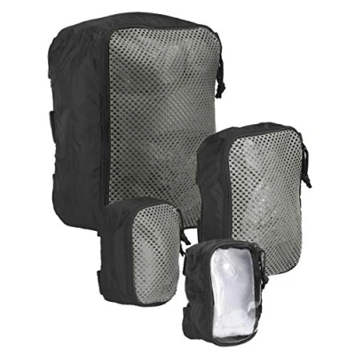 Immagine di Tasmanian Tiger TT Modular Pouch Set di borse supplementari imbottite, semitrasparenti, in 3 misure, con retro velcro, colore: Nero