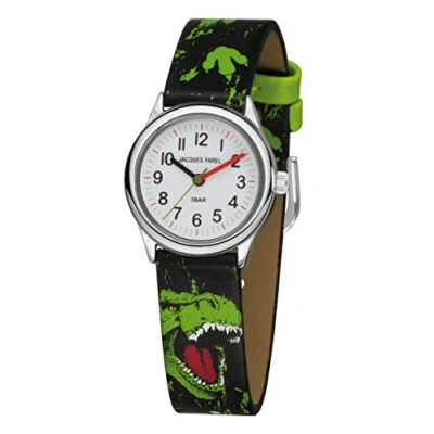Immagine di JACQUES FAREL Orologio da ragazzo dinosauro T Rex Nero Verde metallo ragazzi quarzo analogico HCC 921, Acciaio, cinghia