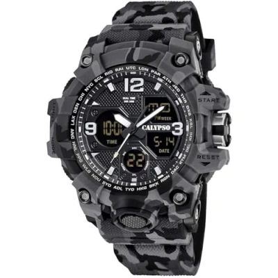 Immagine di Calypso K5855/4 Orologio Uomo Analogico Digitale, Mimetico Grigio Nero, grigio, audace