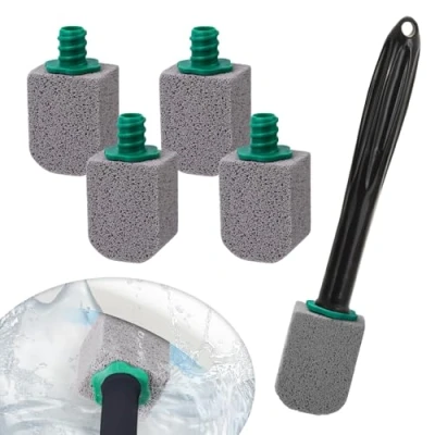 Immagine di 5 Pezzi pietra pomice wc,con 1 manico,pietra per pulire wc,pietra ceramica,Pulisce efficacemente le macchie più ostinate (Con Manico Nero)