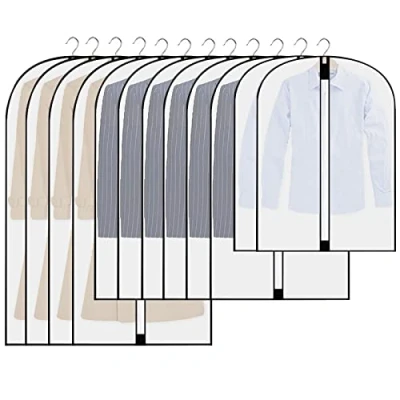 Immagine di 12PCS Custodia Porta Abiti, Copriabiti Antipolvere Trasparenti, PEVA Lavabile Buste per Copertura Vestiti con Cerniera, Custodie Copri Abiti Smoking, Giacca, Camicie (60x80/100/120cm)