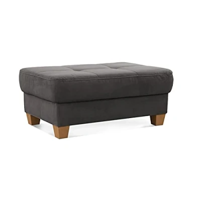 Immagine di CAVADORE Sgabello Puccino con piedini in legno stile rustico/sgabello per divano color crema/99 x 45 65 cm/microfibra grigio