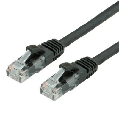 Immagine di Value 21.99.1025 RJ45 cavo di rete, patch CAT 6 U/UTP 0.50 m Nero non schermato, Privo alogeni, Ritardante fiamma 1 pz.