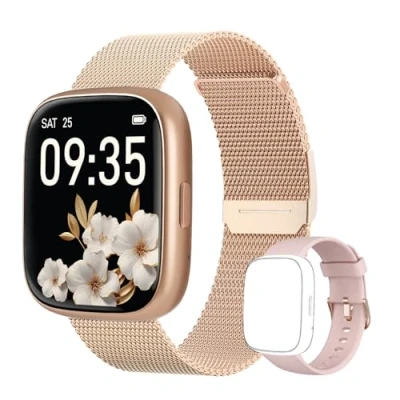 Immagine di TOOBUR Smartwatch Donna, Senza Bluetooth APP, 1.83&quot; Orologio contapassi con Cardiofrequenzimetro Impermeabil IP68 Monitor del Sonno Cinghie di metallo, Compatibile iOS Android