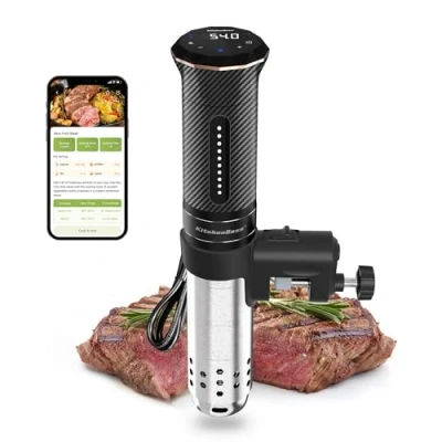 Immagine di KitchenBoss WiFi Sous Vide Roner：Wi Fi Roner Cucina a Bassa Temperatura con Controllo APP e Accurato Della Temperatura, LED Display, Ultra Silenzioso, Impermeabilità IPX7, 1100W 40℃ 90℃