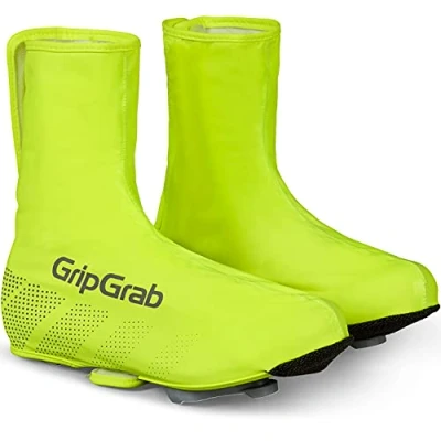Immagine di GripGrab Ride Waterproof Windproof Road Bike MTB Cycling Overshoes Adjustable Bicycle Rain Shoe Covers Black, Copriscarpe da Ciclismo Unisex Adult, Giallo Neon, L (42 43)