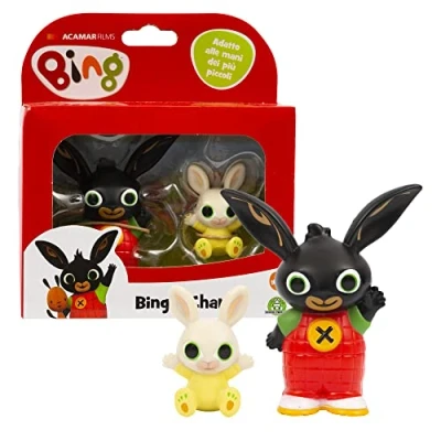 Immagine di Giochi Preziosi Bing Coppia di mini personaggi, con il suo giubbotto e Charlie che alza le zampine, adatti per mani dei più piccoli, bambini a partire dai 18 mesi, BNG10[01