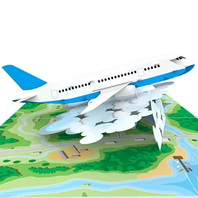 Immagine di MOKIO® Biglietto Auguri Viaggio Aereo Pop Up volo Buono Regalo 3D in denaro per le vacanze o compleanno, voucher