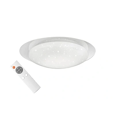 Immagine di Reality Leuchten Frodo R62064800 Plafoniera a LED, in plastica bianca o trasparente, con LED da 16 Watt, effetto starlight, telecomando
