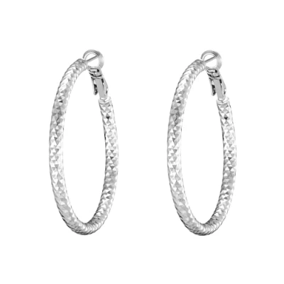 Immagine di Orecchini a cerchio con taglio diamante da 40 mm placcati in argento