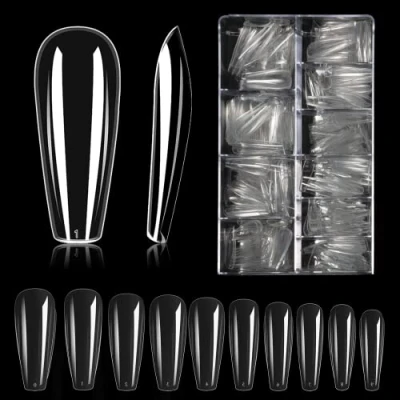 Immagine di Carehabi Trasparente Unghie Tips Set, 500 Pezzi di Punte per Finte Acriliche Artificiali con Custodia Studi e Nail art Fai da te a Casa 10 Misure