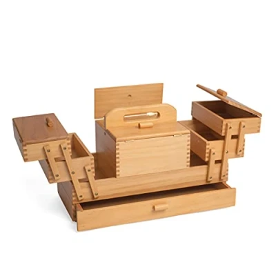 Immagine di Hobby Gift Contenitore di legno a sbalzo per cucito e hobbistica, 4 livelli con cassetto