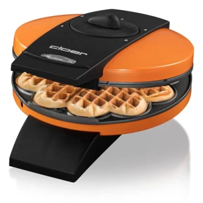 Immagine di Cloer 1627 15 Piastra per Waffle a Cuore, 930 W, dimensione di cialda 15,5 cm, grado doratura selezionabile, spia controllo, corpo in metallo verniciato arancione