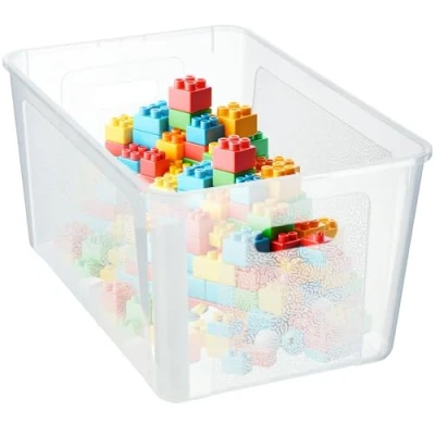 Immagine di KADAX contenitore rettangolare con coperchio, impilabile, scatola di plastica, salvaspazio (17 l, trasparente)