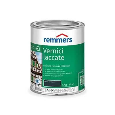 Immagine di Remmers Vernice coprente grigio antracite (RAL 7016), 0,75 litri, smalto a base d&#039;acqua per interno ed esterno, pittura protettiva dagli agenti atmosferici legno, sottofondi minerali e molti altri tipi di supporto