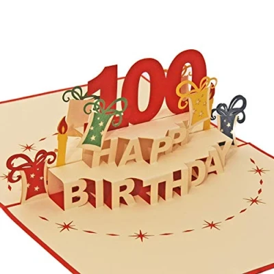 Immagine di Favour Pop Up® biglietto d&#039;auguri 3D per Il 100 compleanno. perfetto un anniversario importante, ideale anche buono regalo o in denaro TA100R