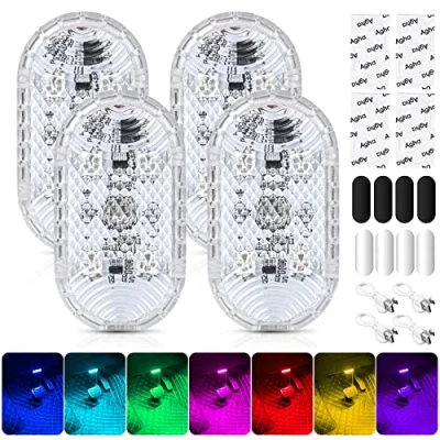 Immagine di Luce Notturna Led per Auto, Luci Interne RGB Touch a 7 Colori Regolabile Ricaricabile USB, Abitacolo Auto con 6LEDs, da Tetto Interni Camion Armadio